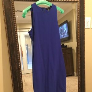 Navy blue midi stretch dress
